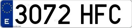 Ejemplo de matrícula española 3072 HFC