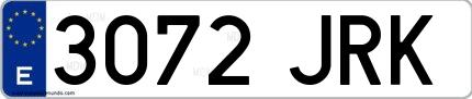 Ejemplo de matrícula española 3072 JRK