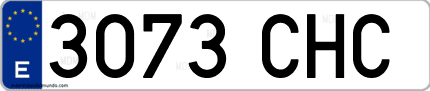 Ejemplo de matrícula de coche ordinaria 3073 CHC