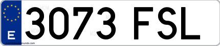 Ejemplo de matrícula de coche ordinaria 3073 FSL