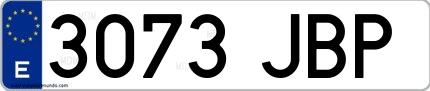 Ejemplo de matrícula española 3073 JBP