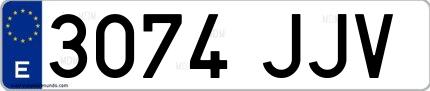 Ejemplo de matrícula española 3074 JJV