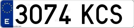 Ejemplo de matrícula de coche ordinaria 3074 KCS