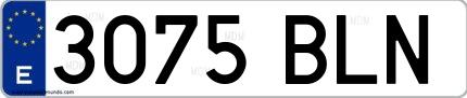 Ejemplo de matrícula española 3075 BLN
