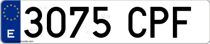 Ejemplo de matrícula de coche ordinaria 3075 CPF