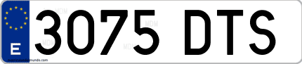 Ejemplo de matrícula de coche ordinaria 3075 DTS