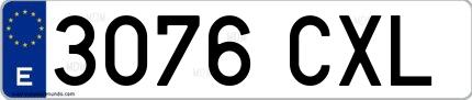 Ejemplo de matrícula española 3076 CXL
