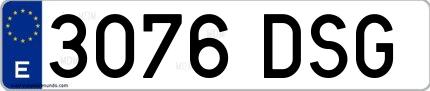 Ejemplo de matrícula española 3076 DSG