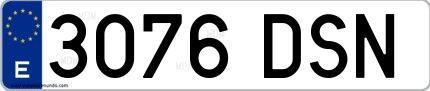 Ejemplo de matrícula española 3076 DSN