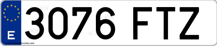 Ejemplo de matrícula de coche ordinaria 3076 FTZ