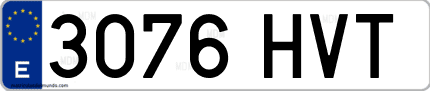 Ejemplo de matrícula de coche ordinaria 3076 HVT