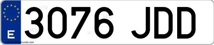 Ejemplo de matrícula española 3076 JDD