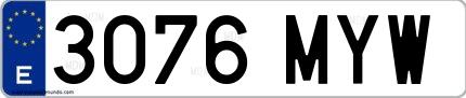 Ejemplo de matrícula española 3076 MYW