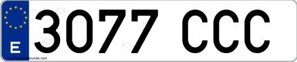 Ejemplo de matrícula española 3077 CCC