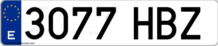 Ejemplo de matrícula de coche ordinaria 3077 HBZ