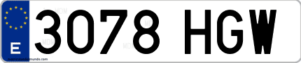 Ejemplo de matrícula de coche ordinaria 3078 HGW
