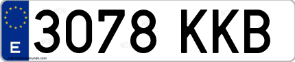Ejemplo de matrícula de coche ordinaria 3078 KKB