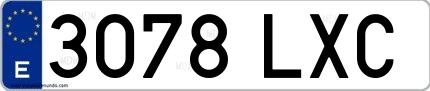 Ejemplo de matrícula española 3078 LXC