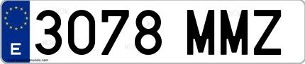 Ejemplo de matrícula española 3078 MMZ