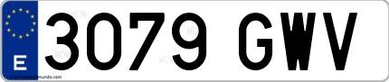 Ejemplo de matrícula de coche ordinaria 3079 GWV