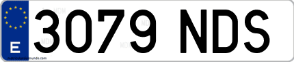 Ejemplo de matrícula de coche ordinaria 3079 NDS