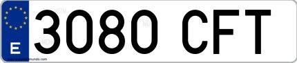 Ejemplo de matrícula española 3080 CFT
