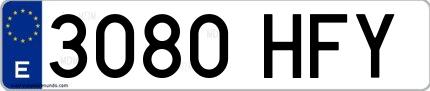 Ejemplo de matrícula española 3080 HFY