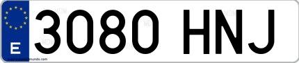 Ejemplo de matrícula española 3080 HNJ
