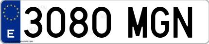 Ejemplo de matrícula española 3080 MGN