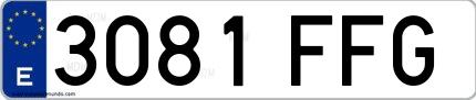 Ejemplo de matrícula española 3081 FFG