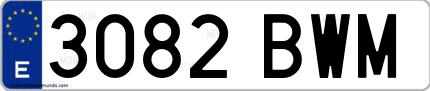 Ejemplo de matrícula española 3082 BWM