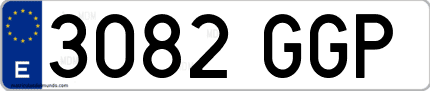 Ejemplo de matrícula de coche ordinaria 3082 GGP