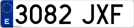 Ejemplo de matrícula de coche ordinaria 3082 JXF