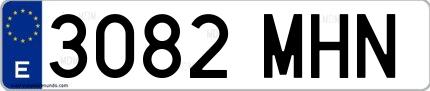 Ejemplo de matrícula española 3082 MHN