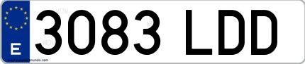 Ejemplo de matrícula de coche ordinaria 3083 LDD