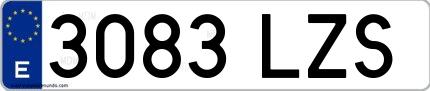 Ejemplo de matrícula española 3083 LZS