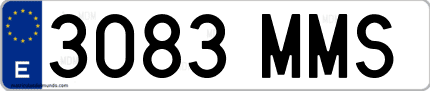 Ejemplo de matrícula de coche ordinaria 3083 MMS