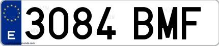 Ejemplo de matrícula española 3084 BMF