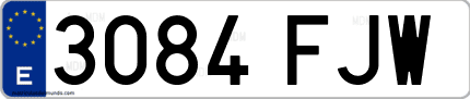Ejemplo de matrícula de coche ordinaria 3084 FJW