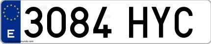Ejemplo de matrícula española 3084 HYC