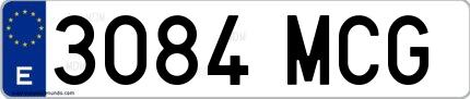 Ejemplo de matrícula española 3084 MCG