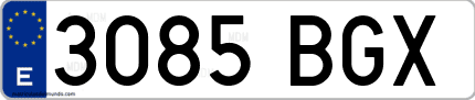 Ejemplo de matrícula de coche ordinaria 3085 BGX
