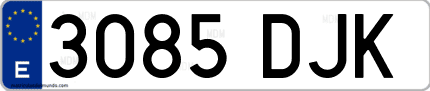 Ejemplo de matrícula de coche ordinaria 3085 DJK
