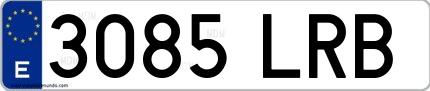 Ejemplo de matrícula española 3085 LRB
