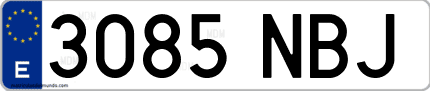 Ejemplo de matrícula de coche ordinaria 3085 NBJ