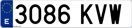 Ejemplo de matrícula de coche ordinaria 3086 KVW