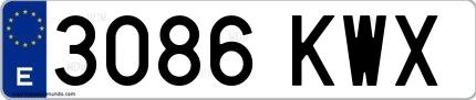 Ejemplo de matrícula española 3086 KWX
