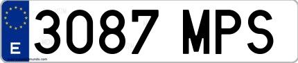 Ejemplo de matrícula española 3087 MPS