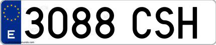 Ejemplo de matrícula española 3088 CSH