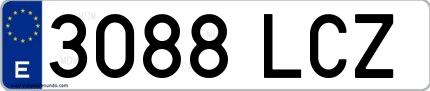 Ejemplo de matrícula española 3088 LCZ